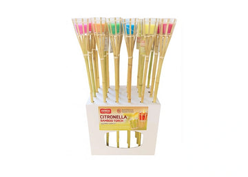 Citronella 96cm Bamboo Torch with Citronella Glass Candle-24 PK